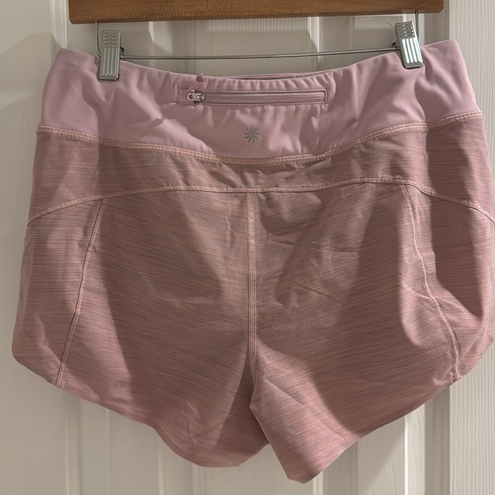 Athleta "Run with It" Textured 3.5" Pink Shorts - Picture 4 of 8